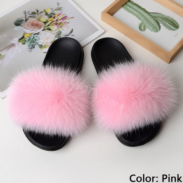 Natural Fur Slippers Women Home Fluffy Slippers House Furry Slides Luxury Summer Flip Flops with Real Fur Wholesale Dropshipping