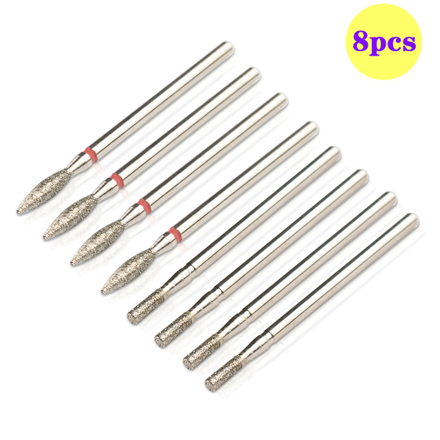 8pcs Diamond Milling Cutter for Manicure Set Nail Drill Bits Accessories Nozzles for Manicure Cutters Pedicure Sanding Nail File