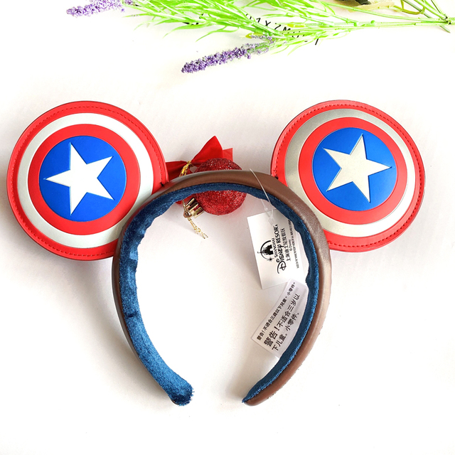 Original Disney Mickey Mouse Headband for Women Sequin Ears Costume Headband Cosplay Plush Adult Kids Headband