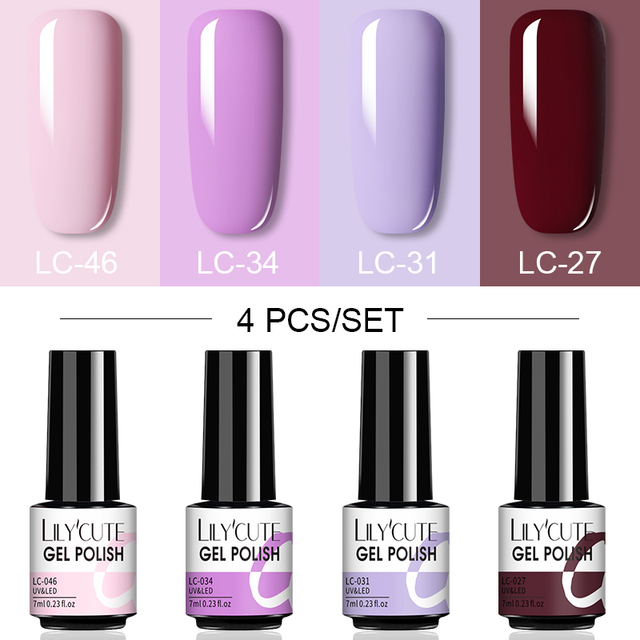 LILYCUTE 10/20/8/2pcs Gel Nail Polish Set Semi Permanent Glitter Hybrid Varnish Base Top Coat Soak Off UV LED Nails Gel