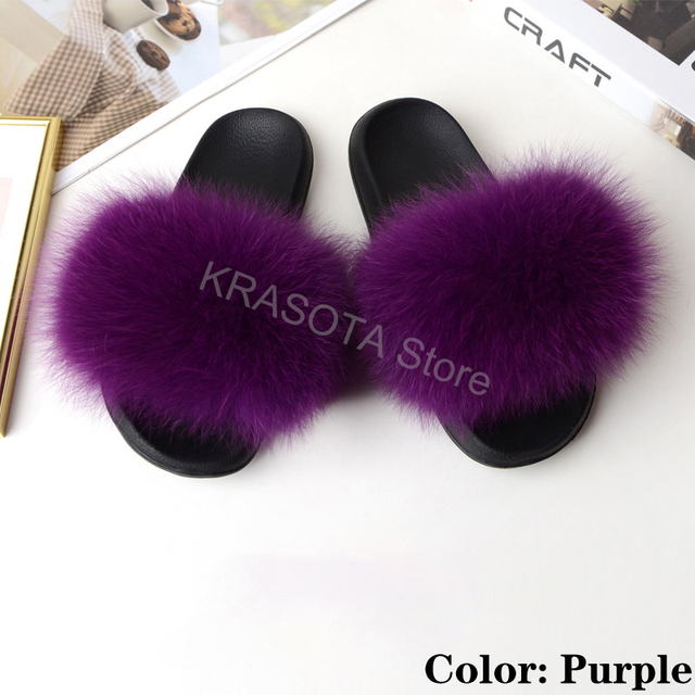 Natural Fur Slippers Women Home Fluffy Slippers House Furry Slides Luxury Summer Flip Flops with Real Fur Wholesale Dropshipping