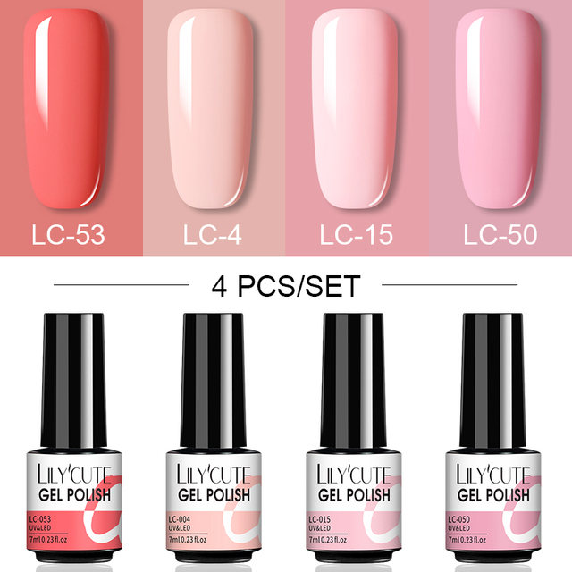 LILYCUTE 10/20/8/2pcs Gel Nail Polish Set Semi Permanent Glitter Hybrid Varnish Base Top Coat Soak Off UV LED Nails Gel