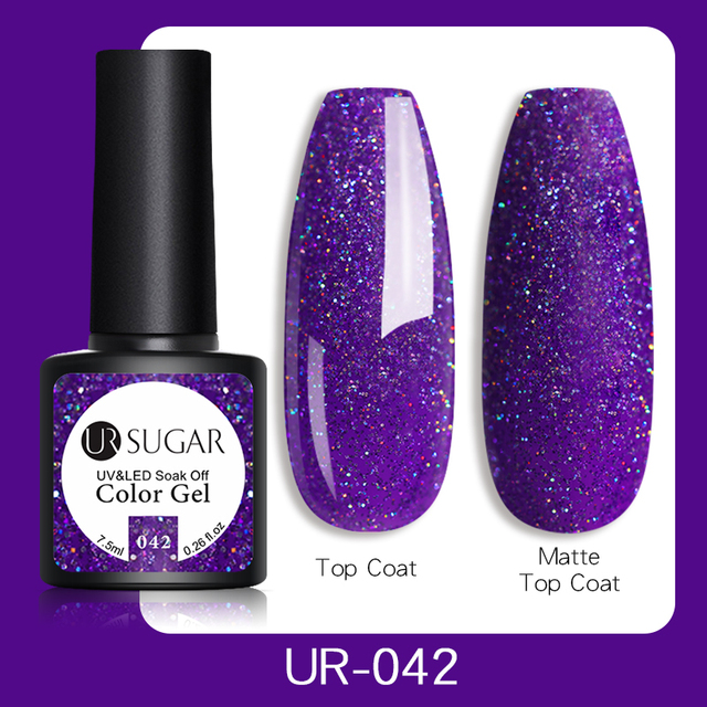 UR SUGAR 7.5ml Glitter UV Gel Polish Bling Sequins Rose Gold Silver Soak Off Manicure Nail UV Gel Polish Lacquer Base