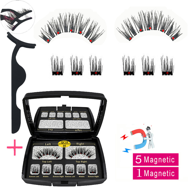 LIKOFO Magnetic Eyelashes with 5 Magnets Natural Handmade 3D/6D False Eyelashes Acrylic Box Long False Eyelashes Cosmetics for Gift