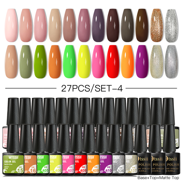 Mtssii 24/25/40/60pcs Gel Nail Polish Set Color Gel Semi Permanent UV Led Varnish Nail Art Design Soak Off Gel Set Nail Gel Set