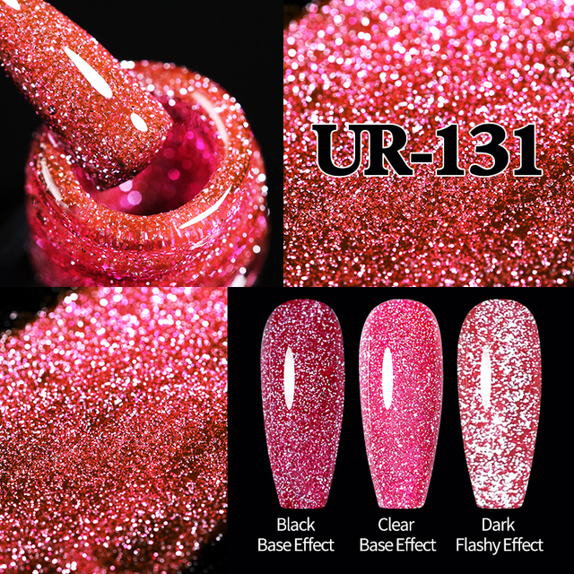 ur sugar fluorescent reflective gel nail polish neon yellow pink red glitter semi permanent soak off uv led nail polish