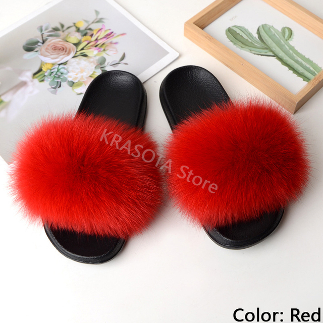 Natural Fur Slippers Women Home Fluffy Slippers House Furry Slides Luxury Summer Flip Flops with Real Fur Wholesale Dropshipping