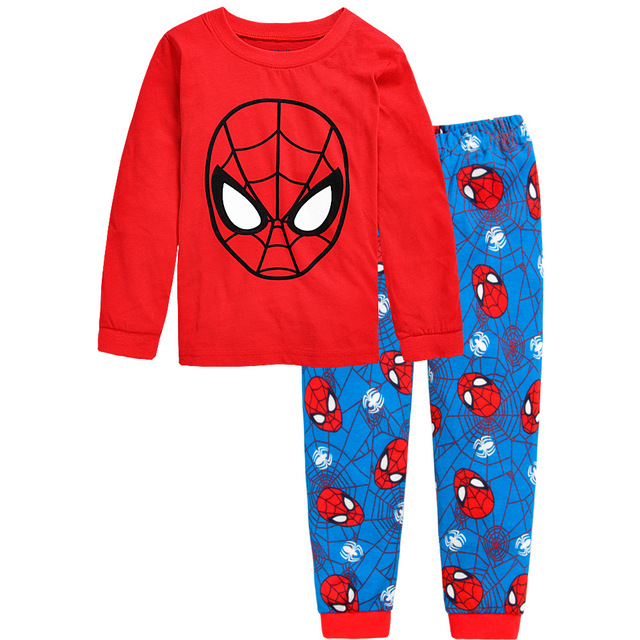 New Spring Autumn Children's Clothing Sets Boys Sleepwear Kids Clothes Spider Pajamas Set Baby Girls Cotton Cartoon Cars Pajamas