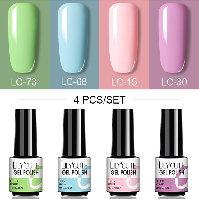 LILYCUTE 10/20/8/2pcs Gel Nail Polish Set Semi Permanent Glitter Hybrid Varnish Base Top Coat Soak Off UV LED Nails Gel