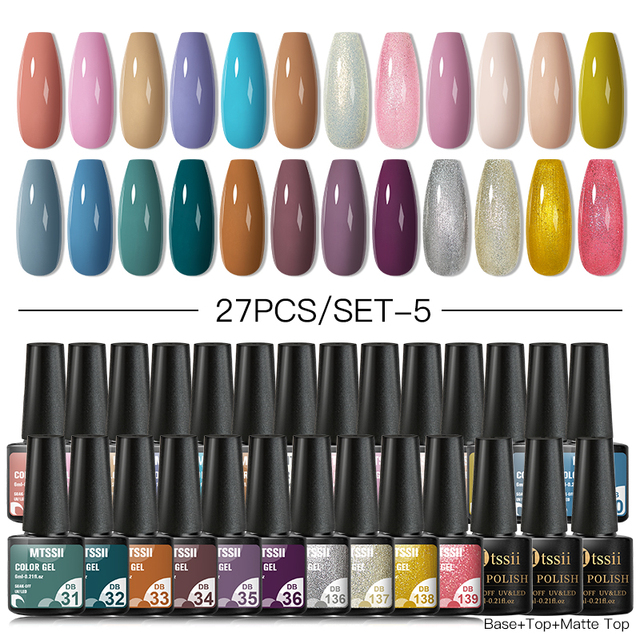 Mtssii 24/25/40/60pcs Gel Nail Polish Set Color Gel Semi Permanent UV Led Varnish Nail Art Design Soak Off Gel Set Nail Gel Set