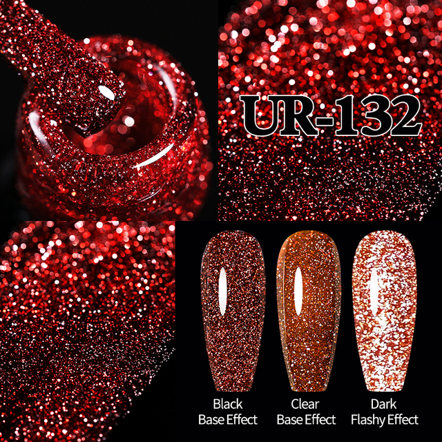 ur sugar fluorescent reflective gel nail polish neon yellow pink red glitter semi permanent soak off uv led nail polish