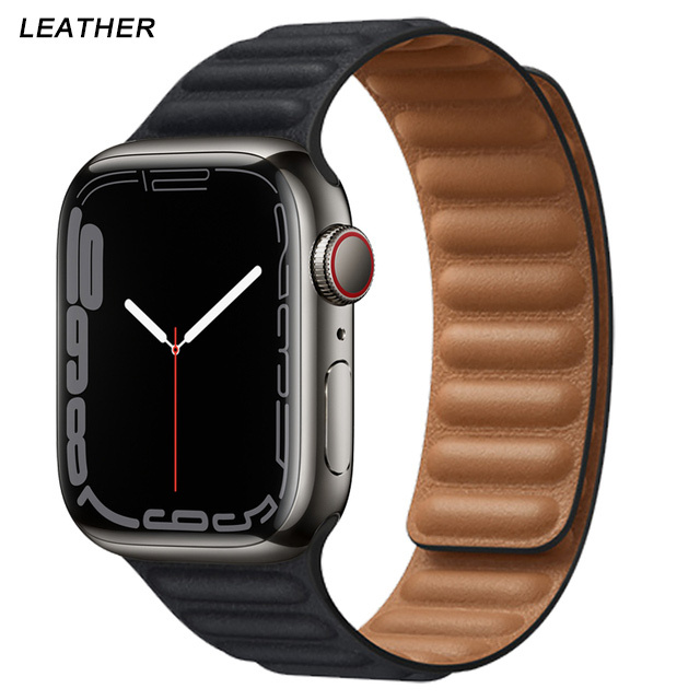 Silicone Suitable for Apple Watch Band Leather Link 44mm 45mm iWatch Series 7 6 SE 5 4 3 Watch Strap Bracelet 42mm 38mm Wristband