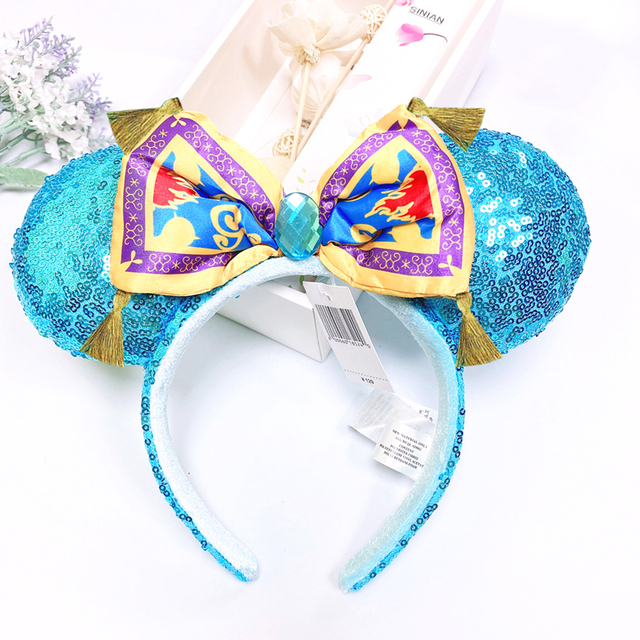 Original Disney Mickey Mouse Headband for Women Sequin Ears Costume Headband Cosplay Plush Adult Kids Headband