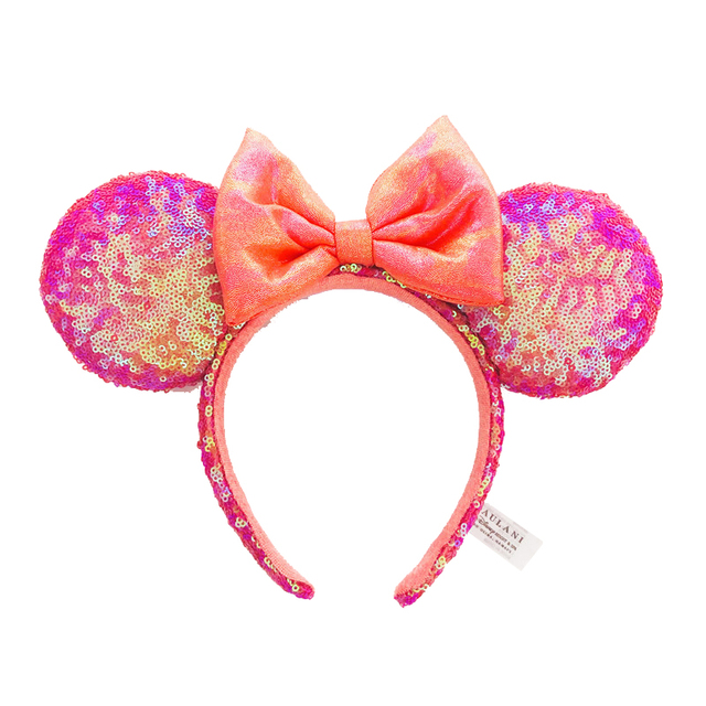 New Disney Mickey Mouse Ears Headband Space Lunar Mountain New Year Minnie Bow Pink Sequins Cartoon Anime Headdress Headband Gif