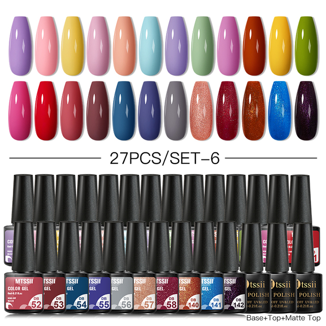 Mtssii 24/25/40/60pcs Gel Nail Polish Set Color Gel Semi Permanent UV Led Varnish Nail Art Design Soak Off Gel Set Nail Gel Set