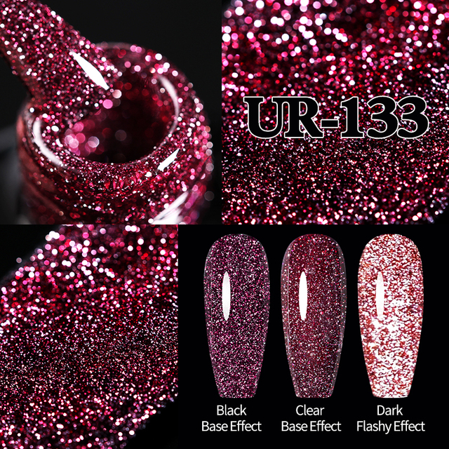 ur sugar fluorescent reflective gel nail polish neon yellow pink red glitter semi permanent soak off uv led nail polish