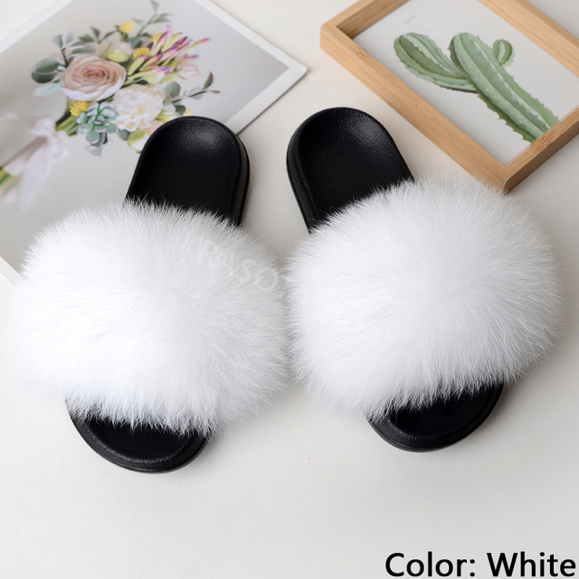 Natural Fur Slippers Women Home Fluffy Slippers House Furry Slides Luxury Summer Flip Flops with Real Fur Wholesale Dropshipping