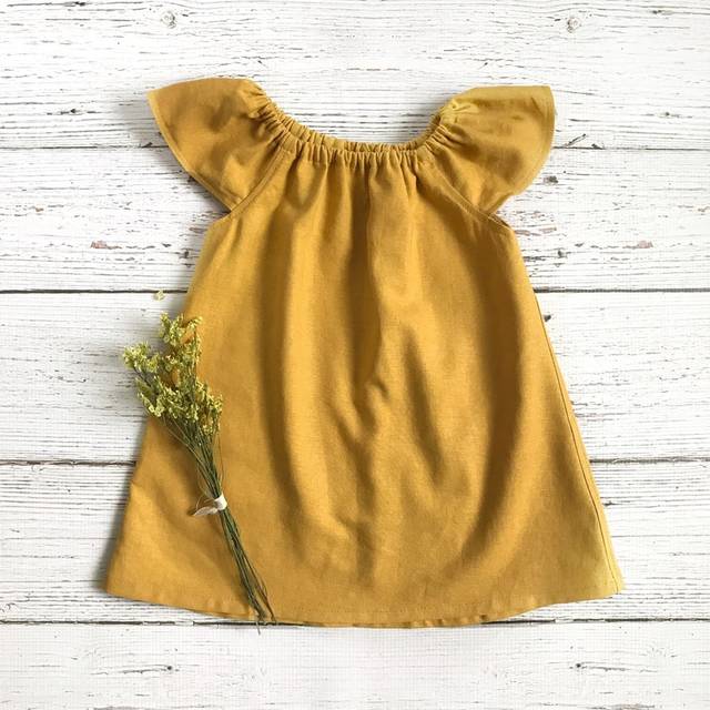 Summer Baby Dress Cotton Baby Simple Dress Girls Home Dress Solid Baby Girls Casual Kids Dress Loose Dresses Clothes