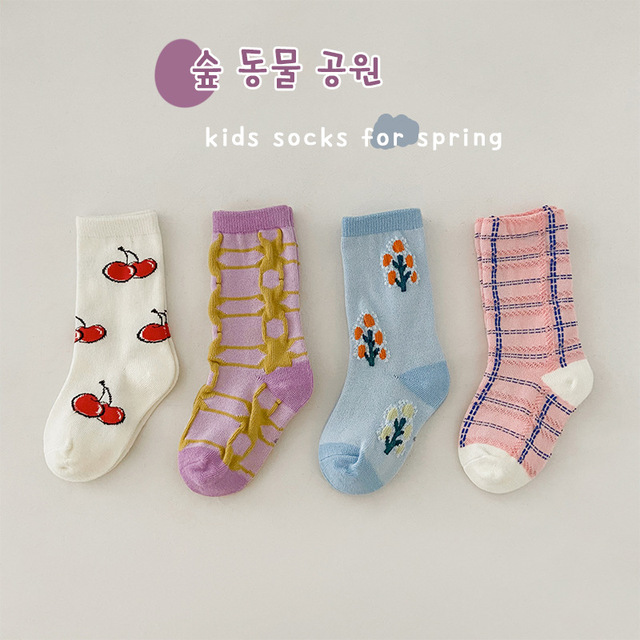 Children Baby Girls Leg Warmer Cartoon High Socks Cute Cotton Socks Toddler Spring Clothes 2022 Toddler Cartoon Socks 4 pairs/lot