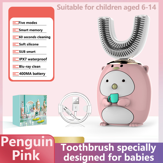 Smart 360 Degree XioMi Electric Toothbrush Kids Silicone Automatic Ultrasound Dental Toothbrush Cartoon Pattern Children