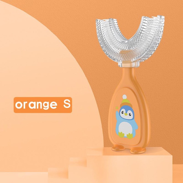 Liquid Silicone U-Shape Manual Oral Care Kids Toothbrush Cartoon Pattern Baby Teeth Cleaning Tool Children Toothbrush