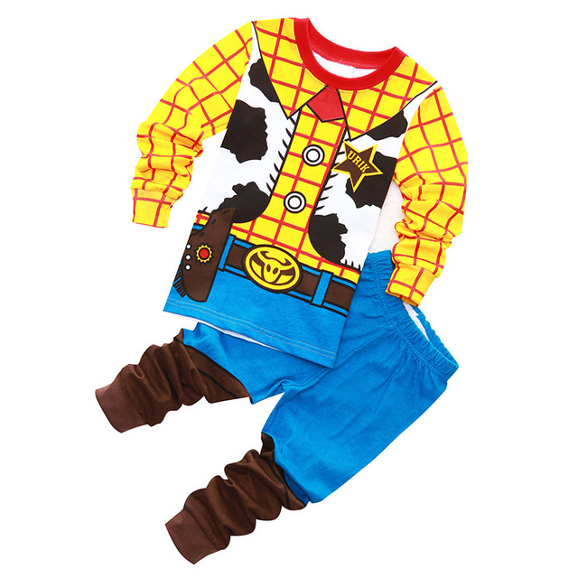 New Autumn Children's Clothing Sets Toy Story Cartoon Wooden Sets Kids Pajamas Buzz Lightyear Pijamas Jessie Long Sleeve Sleepwear