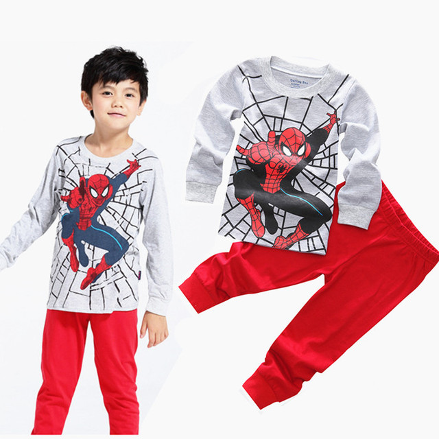 New Spider-Man cartoon children's long-sleeved pajamas children's champion home wear boys' underwear two-piece suit pajamas