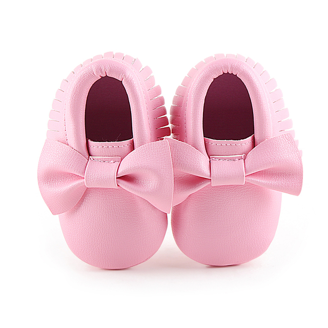 Newborn Baby Shoes Infant Boys Girl First Walker PU Sole Princess Bowknot Fringe Toddler Baby Crib Shoes Casual Moccasins