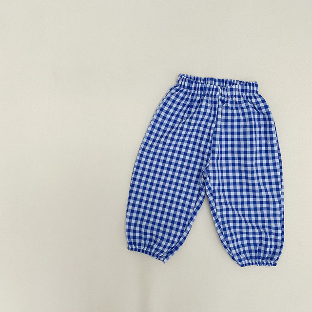 MILANCEL 2022 summer kids plaid pants casual pants boys and girls thin pants ninth