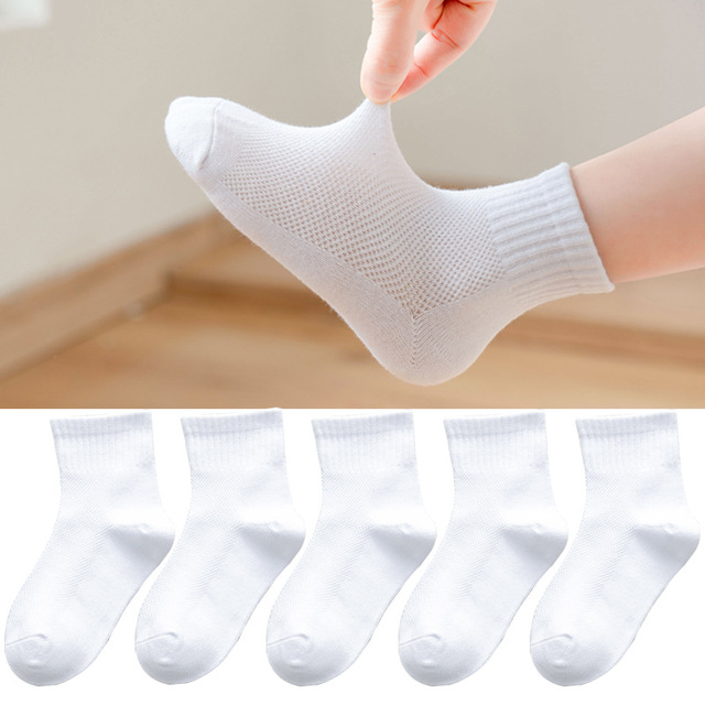 5 Pairs Girls Cotton Socks Summer Thin Mesh Breathable Cute Cartoon Children Socks Toddler Baby Girls Socks Pink 1-12 Years