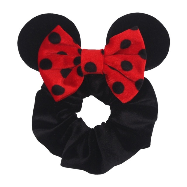 Little Girls Hair Band Kids Mickey Minnie Soft Hair Bow Children Sequin Velvet Ponytail Holders Baby No Damage Rubber Hair Tie