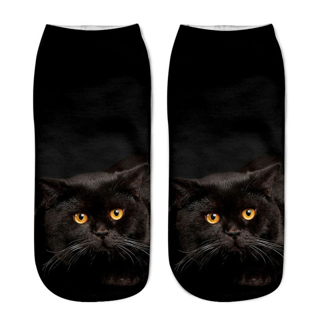 3D Printing Children Socks Funny Design Cute Cat Socks Unisex Gift Low Ankle Funny Socks 6-12 Years