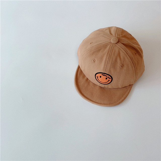 MILANCEL 2022 Spring New Kids Cap Embroidered Baseball Cap Smiley Boys and Girls Soft Brim Sunhat