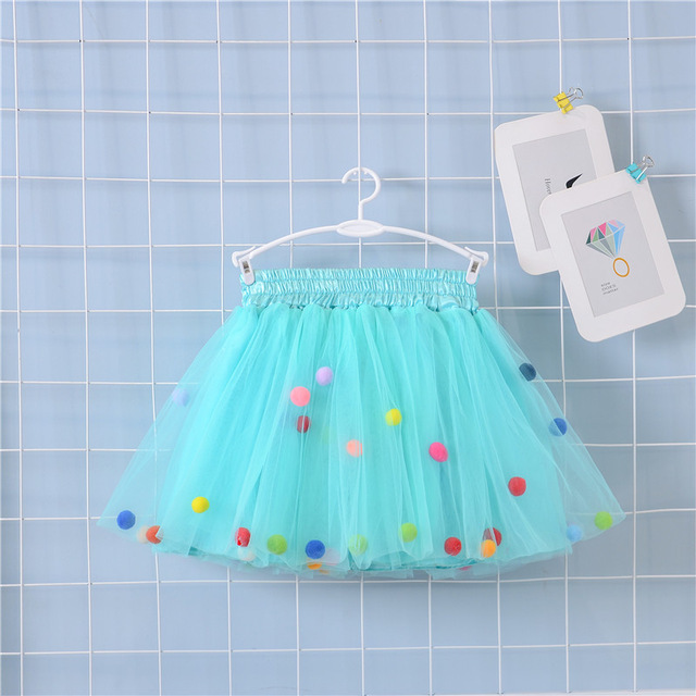 2022 New Arrival Infant Mulity Colorful Tulle Tutu Skirt Pom Pom Princess Mini Dress Children's Clothing Pettiskirt Girl Clothes