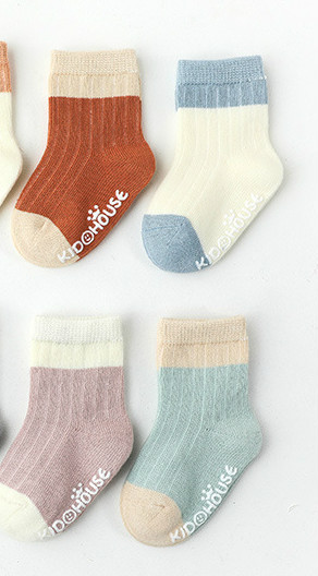 4pairs/lot Newborn Baby Boy Girl Socks Ribbed Toddler Winter Non-slip Socks 0-3 Years Kids Winter Autumn Spring Baby Girl Stuff