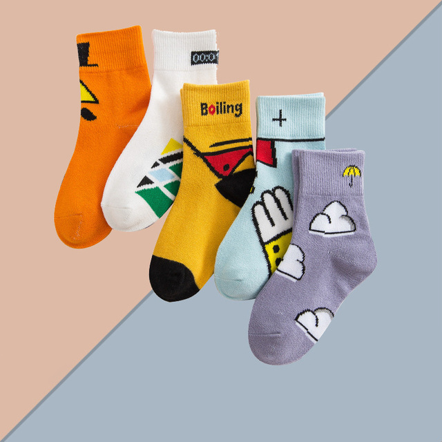 5 pairs soft cotton children socks cute cartoon print kids socks newborn baby boy socks casual girls boys socks 1 to 12 years