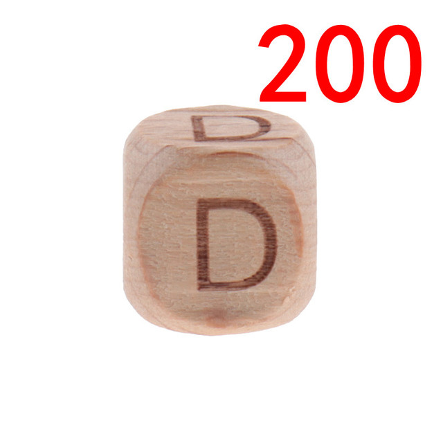 200pcs 12mm Beech Wooden Beads For Baby Wood Letters Bead Baby Teether Diy Beads With Silicone Teether Letters Alphabet