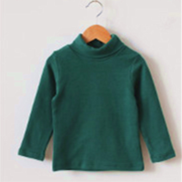 Boys T-shirt Long Sleeve Girls Shirts High Neck Baby Tee Solid Color Tops For Kids 3-8 Years