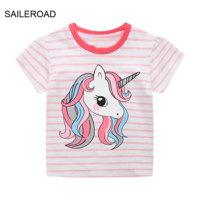 Seieroad Baby Girls 2-7 Years Animation Short Sleeve Cotton T-Shirt For Boys T Shirt Tops