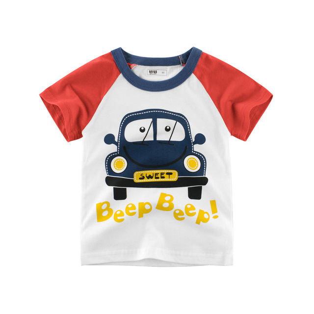 2-8 years old children's summer T-shirt, children's clothing, short-sleeved T-shirt, cartoon car T-shirt, children's cotton T-shirt