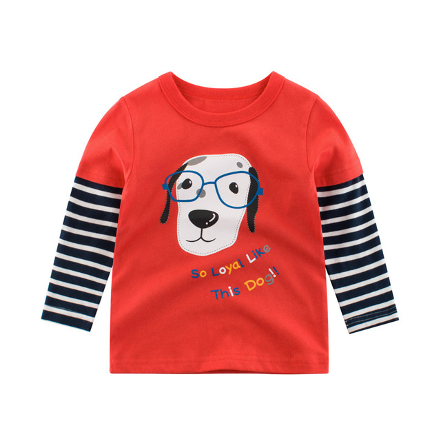 2022 New Kids Solid Cotton Long Sleeve T-shirt Tops Boys Girls Cute Animal Print Tees 2 3 4 5 6 7 8 Years Children Tops