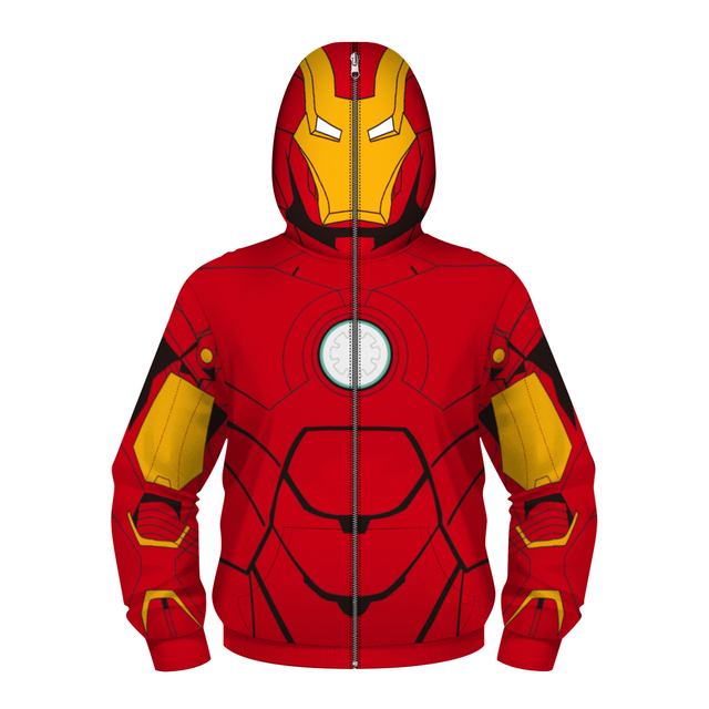 Autumn Fashion Boys Full Sleeve Full Zipper Hoodies Children Sweatshirts Super Heroes Cosplay Costume Outwear Kids Coats