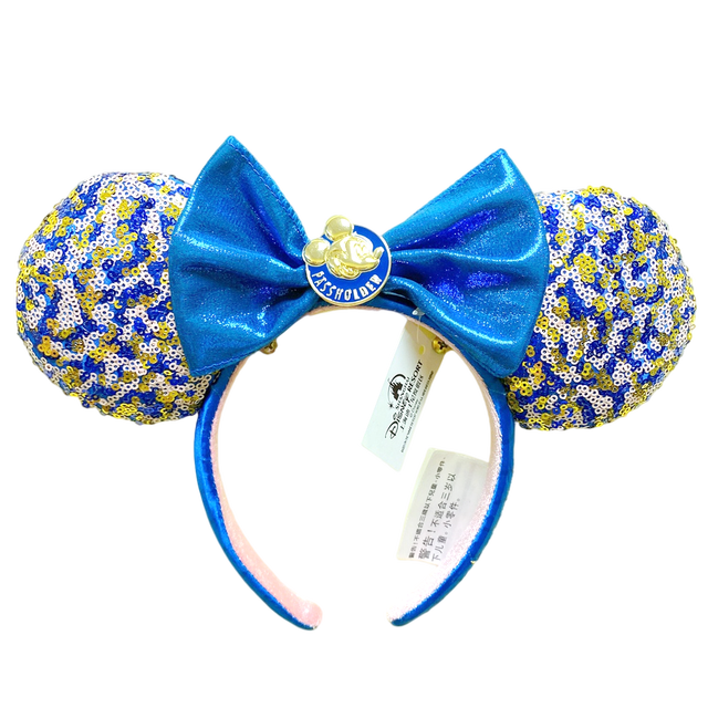 New Disney Mickey Mouse Ears Headband Space Lunar Mountain New Year Minnie Bow Pink Sequins Cartoon Anime Headdress Headband Gif