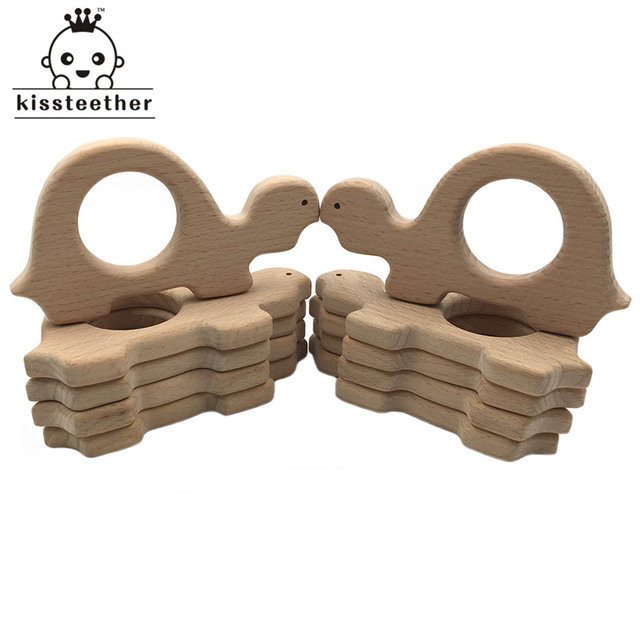 10pcs Safe Kara Teething Baby Cute Teether Antlers Design Wooden Ring Animal Shape Handmade Toy Wooden Teether - Giraffe Teether