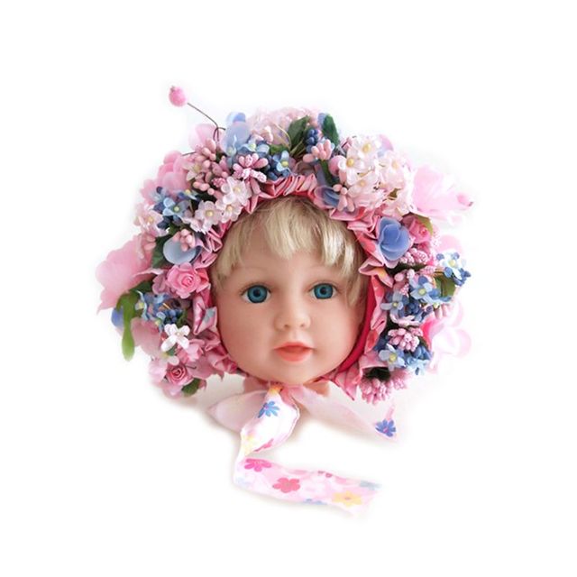 Newborn Photography Props Baby Handmade Flowers Colorful Bonnet Hat Infant Studio Shooting Photo Props Posing Accessories