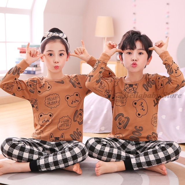 Baby Boy Girl Pajama Sets Korean Spring Pajamas For Kids Sleepwear Set Cotton Cartoon Cow Night Outfits Autumn Children Clothes