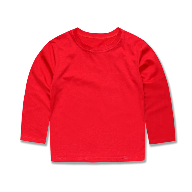 Boys Girls Full Sleeve T-Shirt Plain Cotton T-Shirt For Kids Casual Wear Kids Solid Tees Girls Tops For 2-14 Years