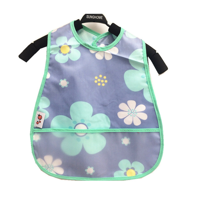 Baby Sleeves Waterproof Bib Cartoon Pattern Lunch Feeding Scarf Soft Cotton Baby Bibs EVA Layer Adjustable Saliva Cloth