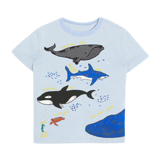 Little maven baby boys summer clothes lovely shark and whale cotton T-shirt baby boy boys kids 2-7 years