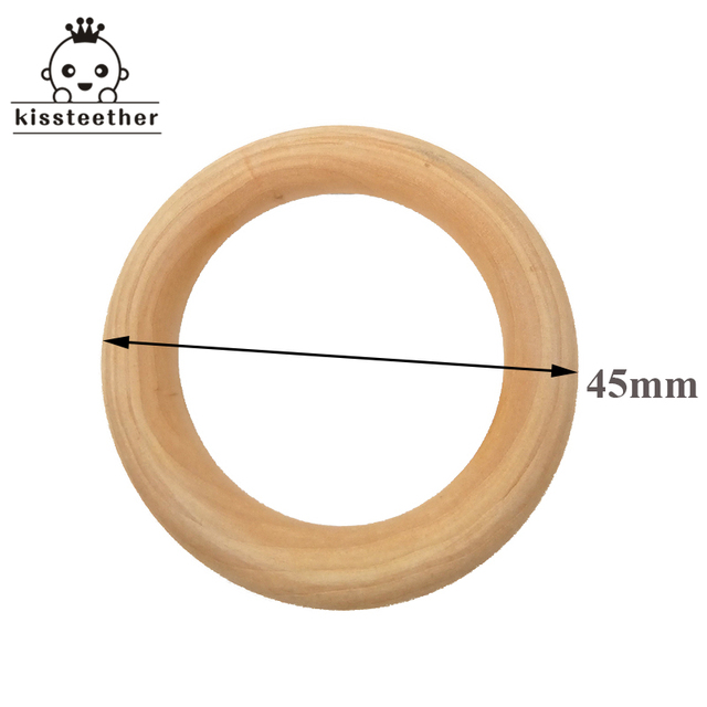 20pcs Wooden Teething Ring Baby Teether 25-98mm DIY Nursing Material Accessories Necklace Making Small Rod Ring